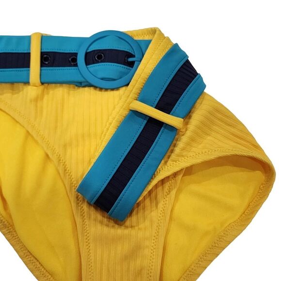Jessica Simpson Womens Yellow And Blue Belted Tankini Bottom Size M‎ New - Picture 3 of 7